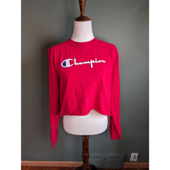 Champion Tops - L Champion Red Crop Long Sleeve Shirt